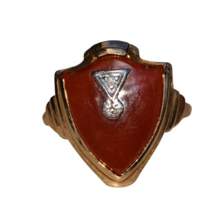 The Delnor:  Vintage Helm and Hahn Shield Ring set with Diamond