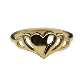 SOLD - The Sagittarius:  Ladies Contemporary Yellow Gold Heart Ring