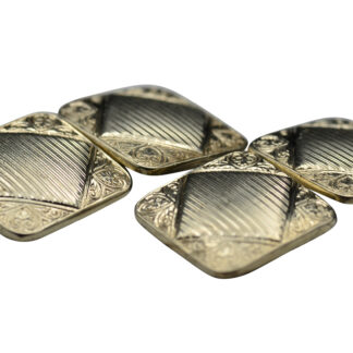 Men's Vintage Signed White Gold Cuff Links