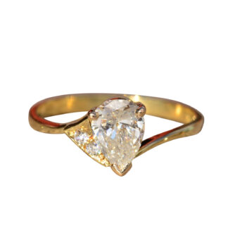 The Piore:  18 Karat Yellow Gold Custom Modified Modern Bypass Diamond Ring