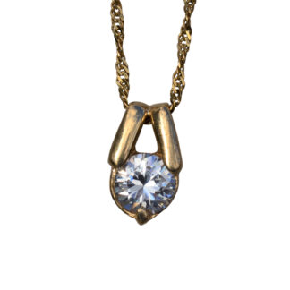SOLD: The Monteverde:  Classic Solitaire Cubic Zirconia Necklace set in Yellow Gold