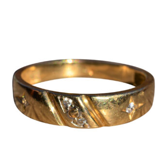 SOLD - The Deimos:  Vintage 14 Karat Yellow Gold Band set with Diamonds
