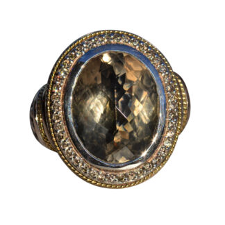 The Cyllene:  Signed Phillip Gavriel Cocktail Ring set in Sterling Silver and 18 Karat Gold