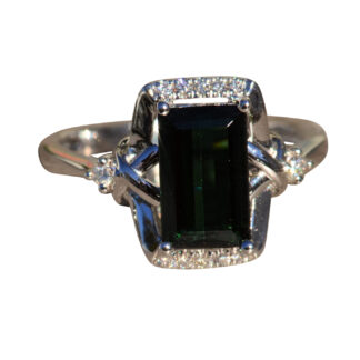 The Avonworth:  Contemporary White Gold Ring set with Tourmaline and Diamonds