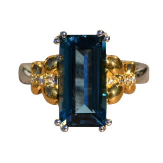 SOLD - The Talona:  Two-Tone Blue Topaz and Diamond Cocktail Ring