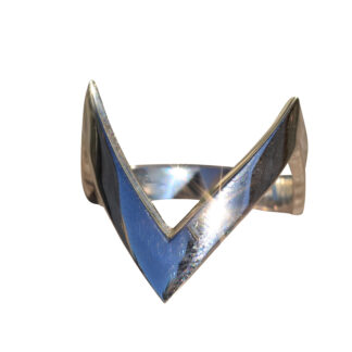 The Ajax:  Ladies Modern 14 Karat White Gold Curved Point Band