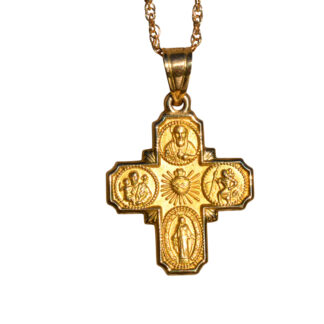 SOLD - The Four Way Medal:  Four Way Medal Yellow Gold Necklace