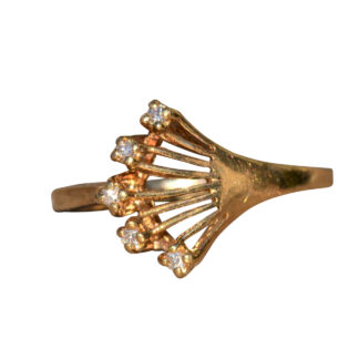SOLD - The Tiza:  Ladies Vintage 14K Gold and Diamond Fan Style Ring