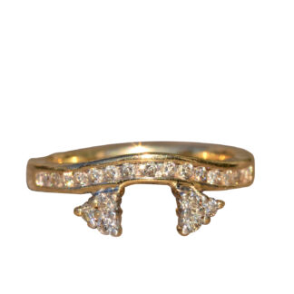 Ladies 14 K Gold and Diamond Curved Band Ring Guard