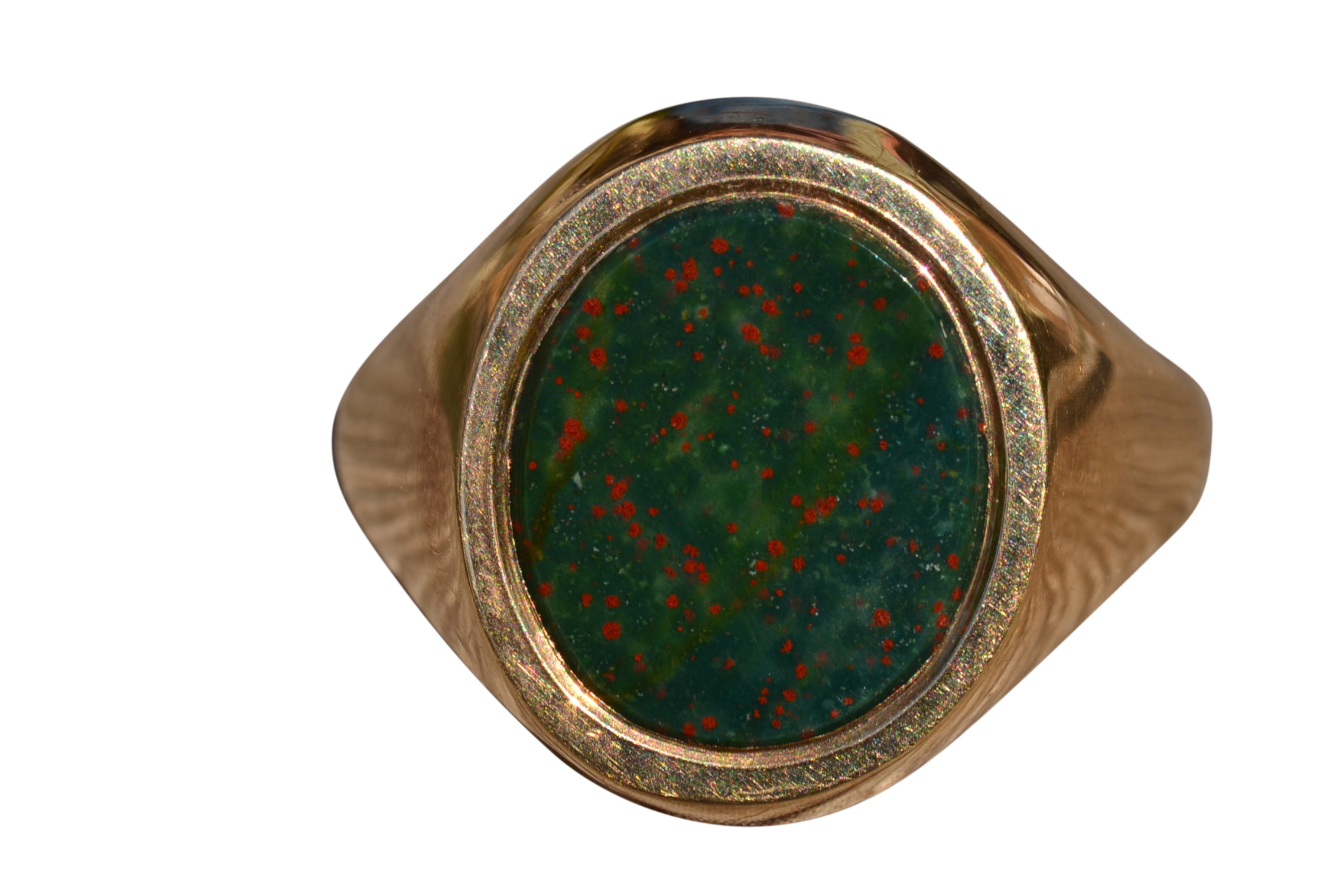 SOLD - The Riggle: Men's 9 K Yellow Gold Bloodstone Statement Ring