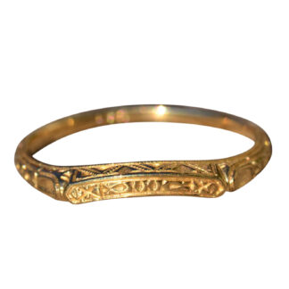 SOLD - The Gunner:  Ladies Vintage Curved 14 K Gold Engraved Band
