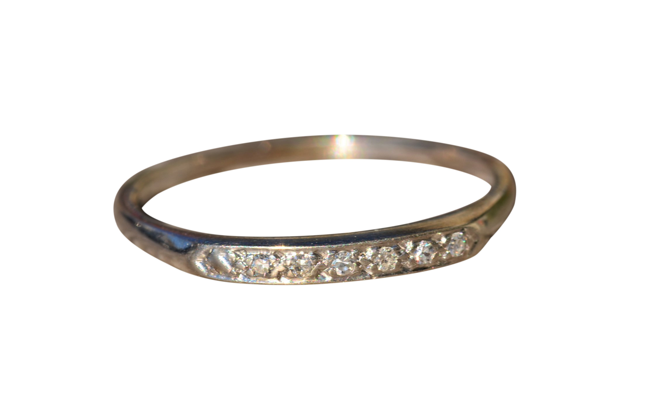 SOLD - The Knox: Antique14 K White Gold Diamond Wedding Band