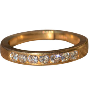 The Remington:  Ladies 14 K Gold and Diamond Partway Stackable Band