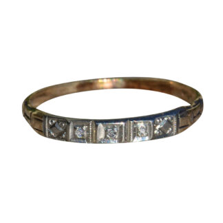 SOLD - The Clairmont Circle:  Ladies Antique Signed Two Tone Diamond Wedding Band
