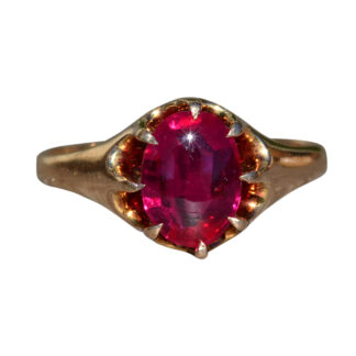 The Pendleton:  Ladies Yellow Gold Cocktail Ring set with Laboratory Grown Ruby