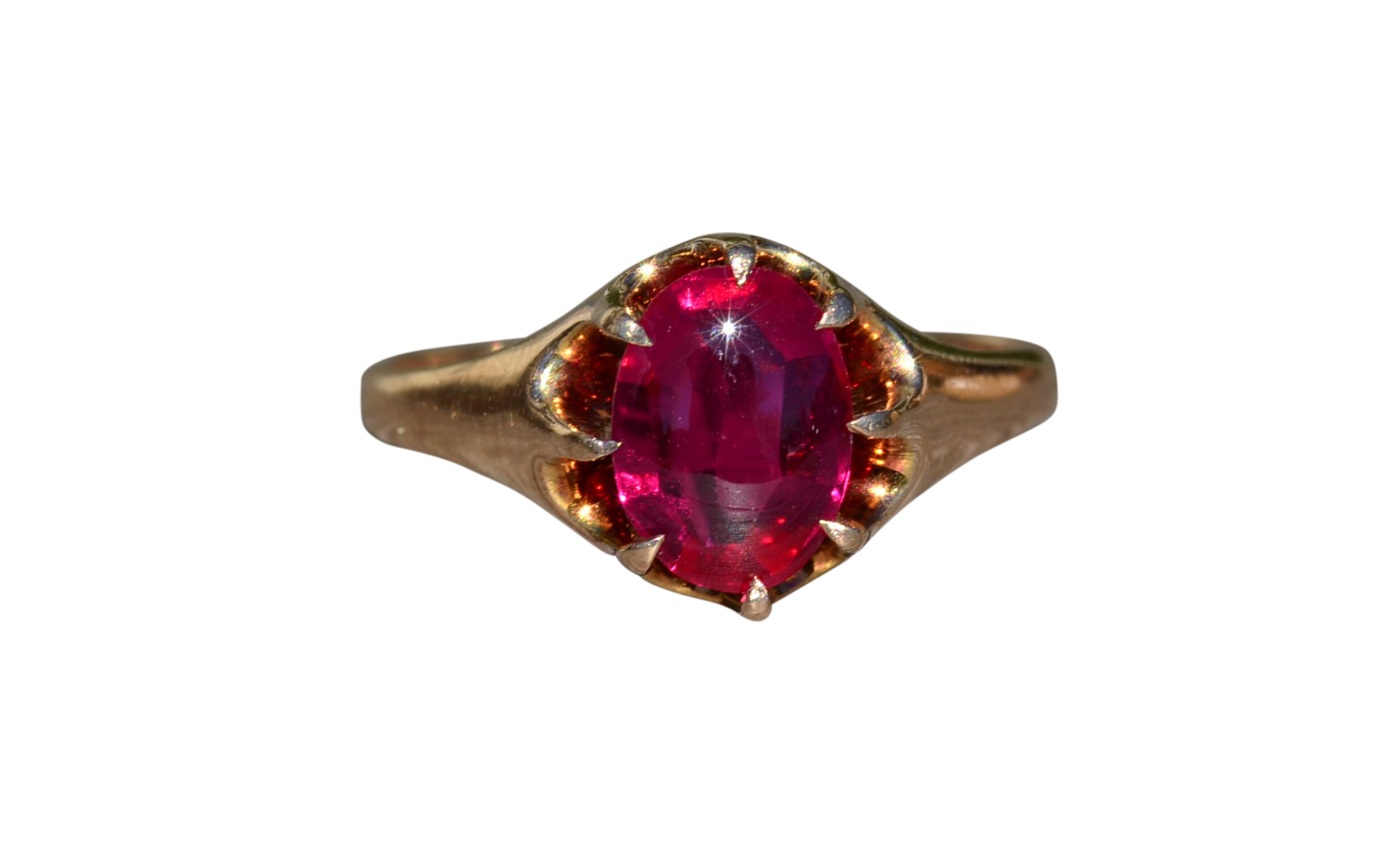 The Pendleton: Ladies Yellow Gold Cocktail Ring set with Laboratory Grown Ruby