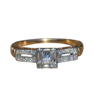 SOLD - The Ridgewood Drive:  Ladies Antique 14K Gold Engagement Ring set with Diamonds