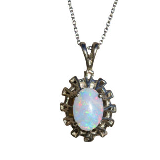 Ladies 14K White Gold Australian Opal Pendant