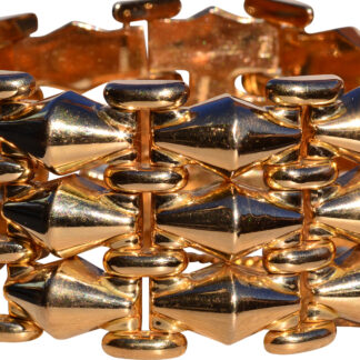 SOLD - The Gameti:  Ladies Impressive Signed 18K Rose Gold Wide Flexible Bracelet