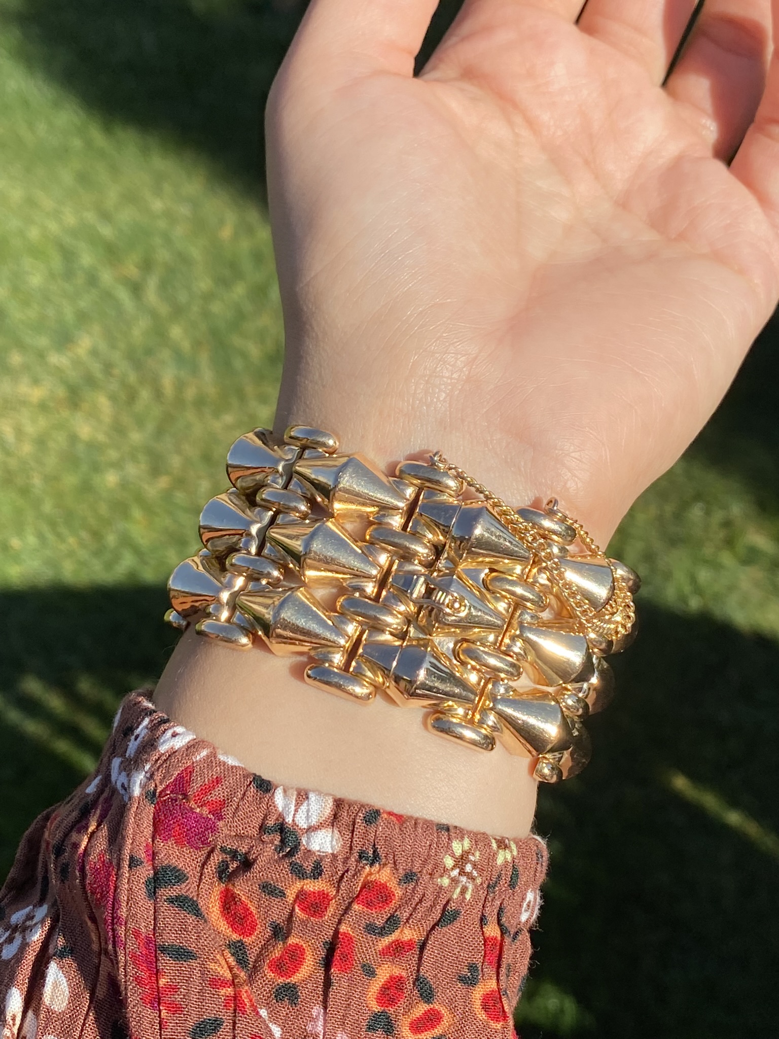 SOLD - The Gameti: Ladies Impressive Signed 18K Rose Gold Wide Flexible Bracelet - Image 7