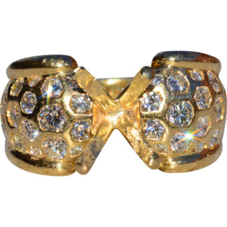 Ladies 18K Yellow Gold Honeycomb Diamond Semi-Mount