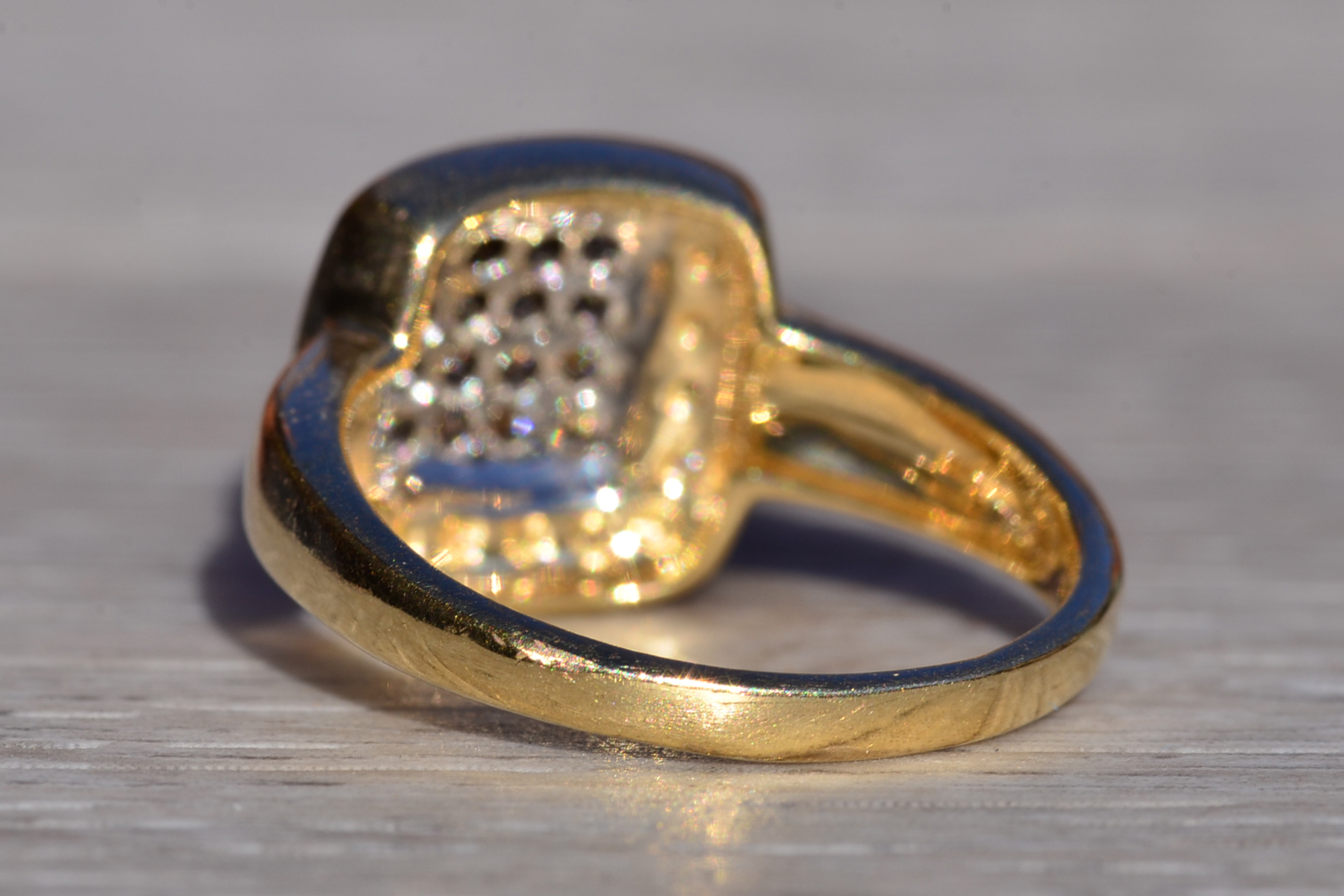 The Svalinn: Ladies 14K Yellow Gold Cocktail Ring set with Brown and White Diamonds - Image 4