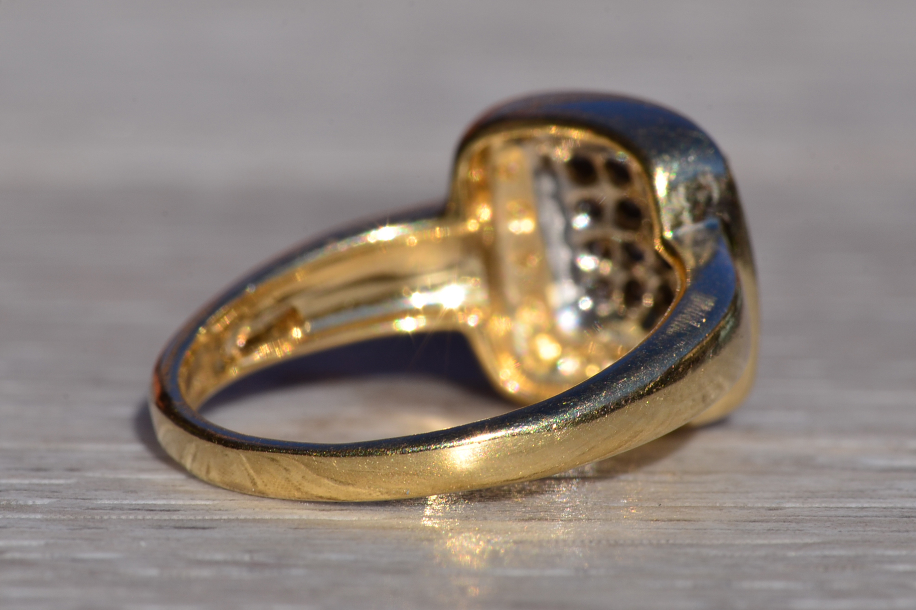 The Svalinn: Ladies 14K Yellow Gold Cocktail Ring set with Brown and White Diamonds - Image 5