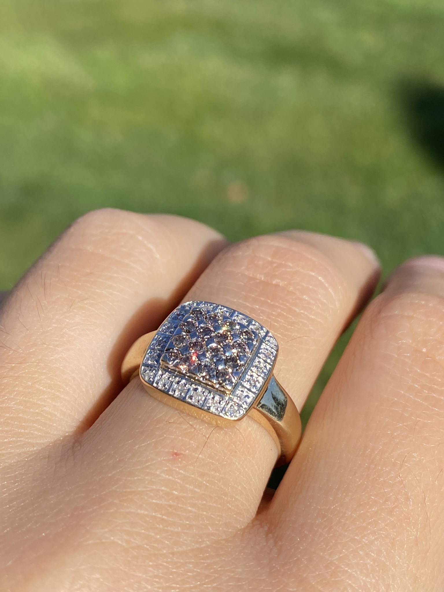 The Svalinn: Ladies 14K Yellow Gold Cocktail Ring set with Brown and White Diamonds - Image 10