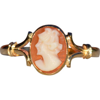 SOLD - The Camarga:  Ladies 18K Yellow Gold Shell Cameo Ring