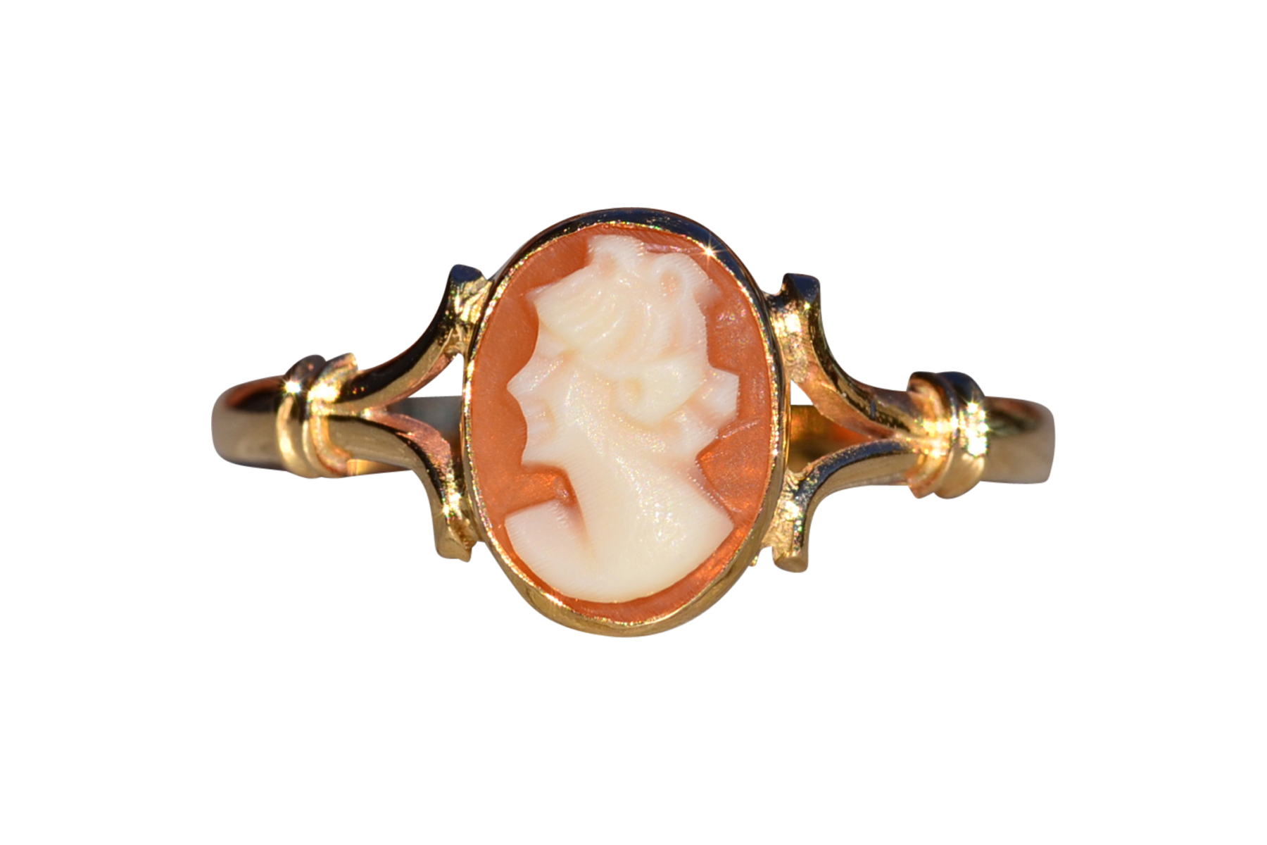 SOLD - The Camarga: Ladies 18K Yellow Gold Shell Cameo Ring