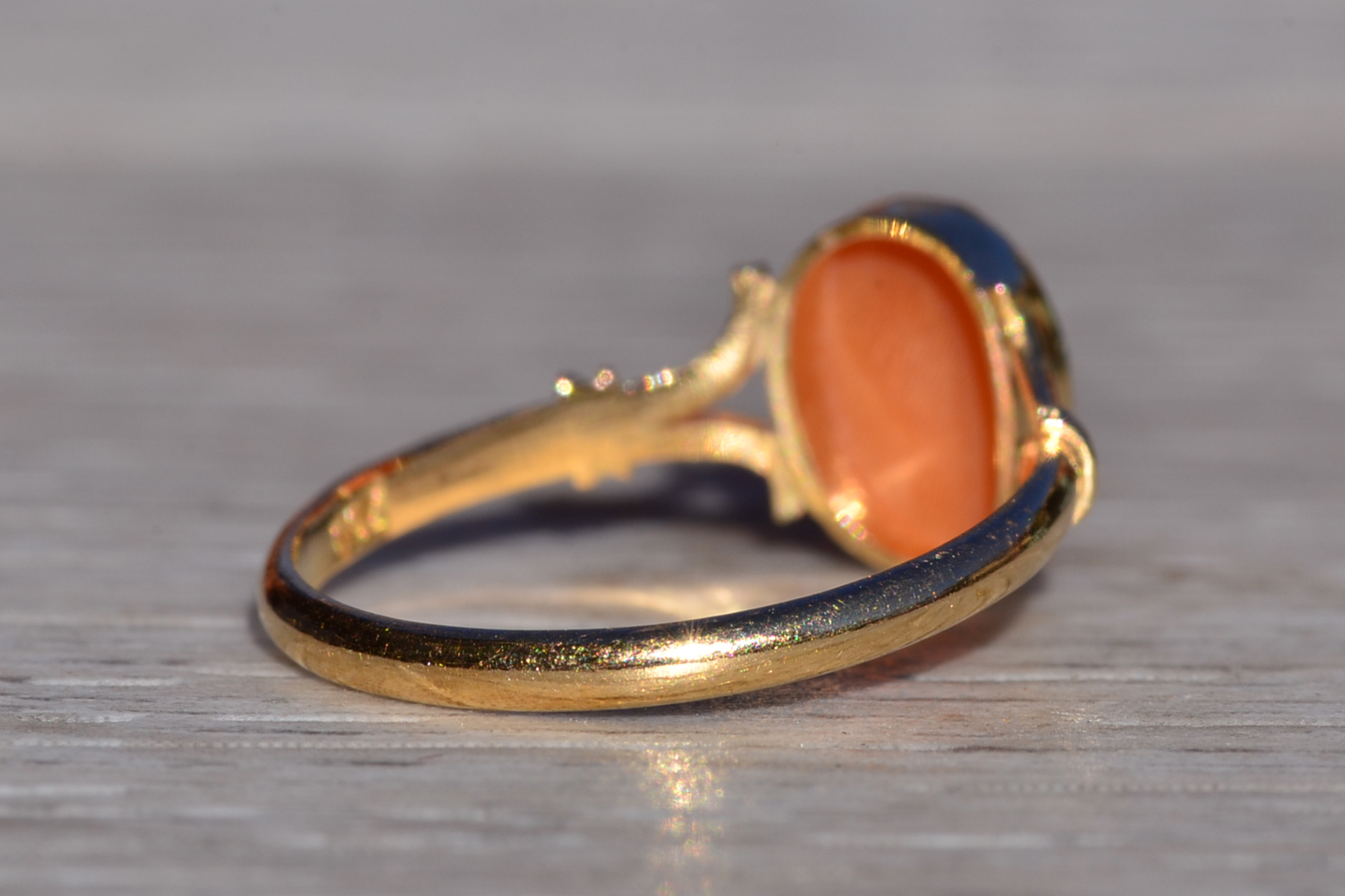 SOLD - The Camarga: Ladies 18K Yellow Gold Shell Cameo Ring - Image 5
