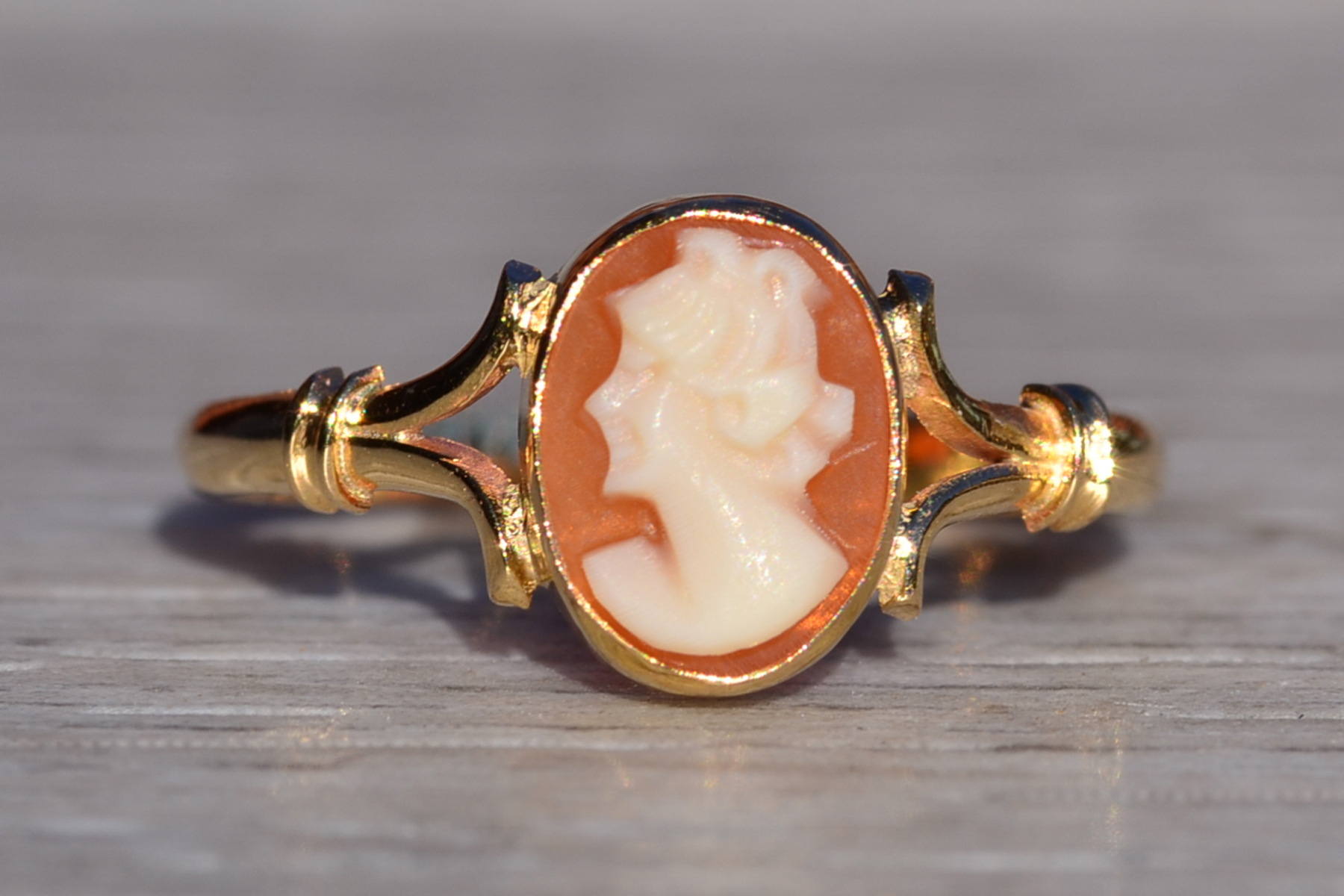 SOLD - The Camarga: Ladies 18K Yellow Gold Shell Cameo Ring - Image 7