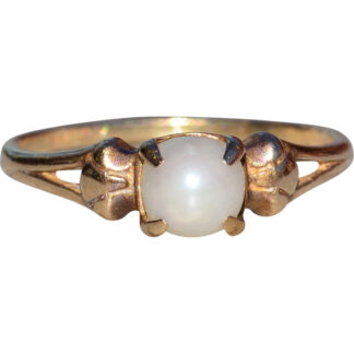 The Muldraugh:  Ladies Vintage Yellow Gold Pearl Ring