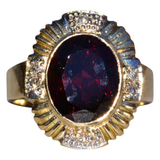 SOLD - The Garibaldi:  Ladies 14K Garnet and Diamond Cocktail Ring
