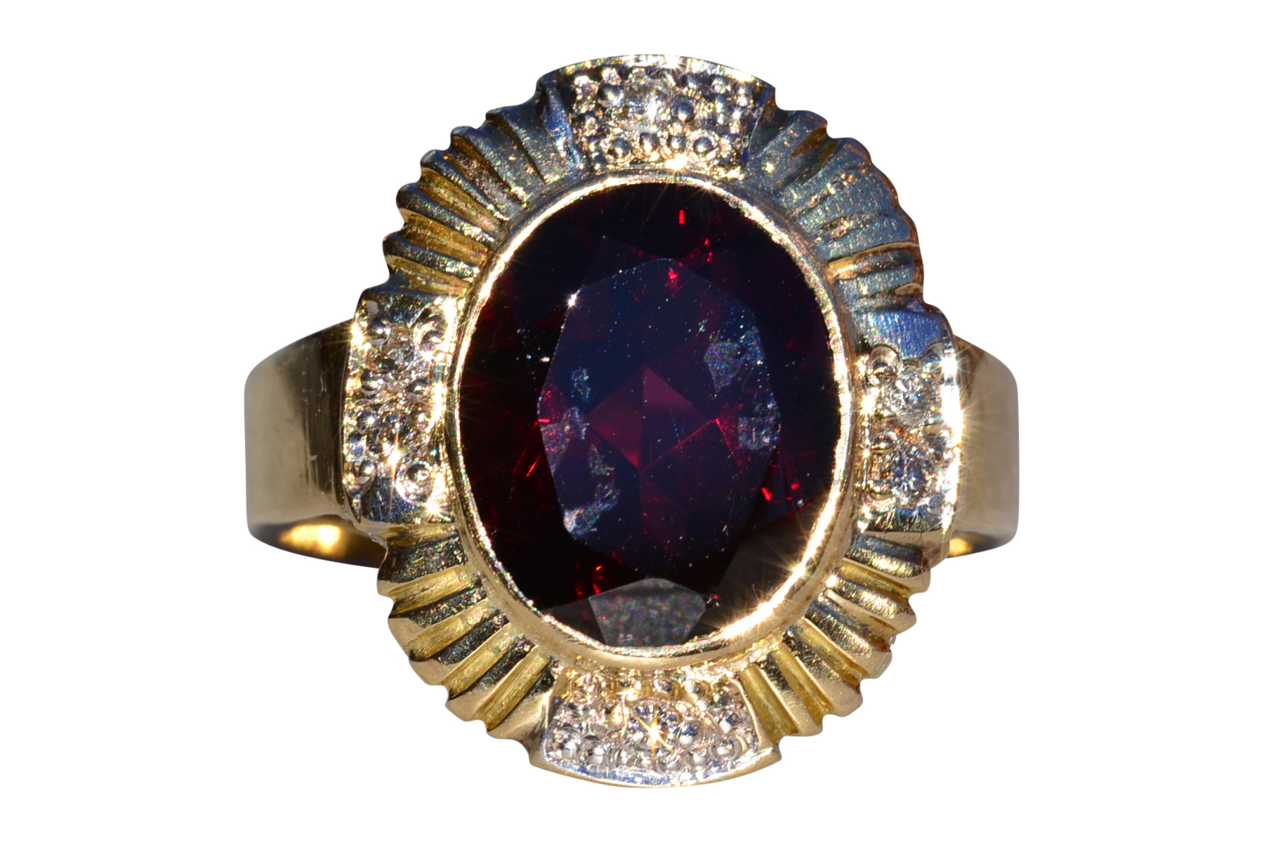 SOLD - The Garibaldi: Ladies 14K Garnet and Diamond Cocktail Ring