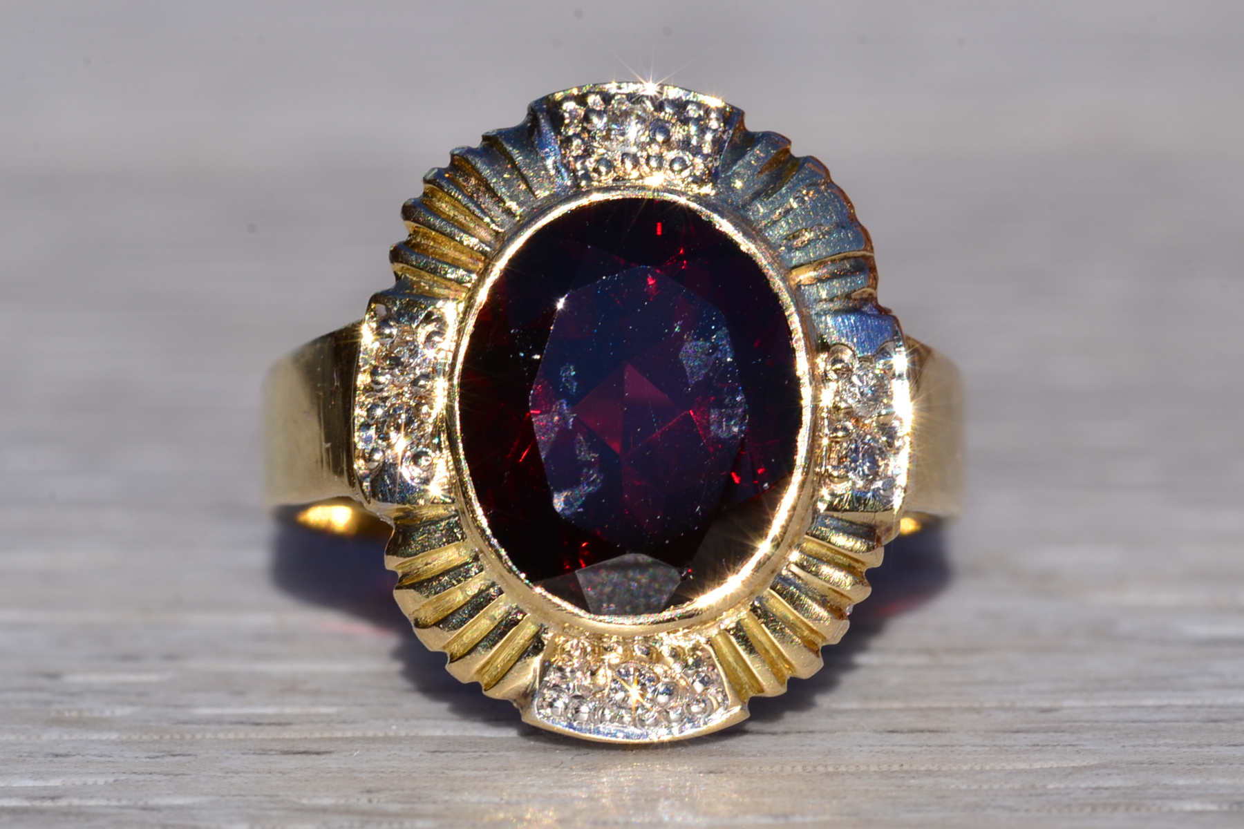SOLD - The Garibaldi: Ladies 14K Garnet and Diamond Cocktail Ring - Image 2