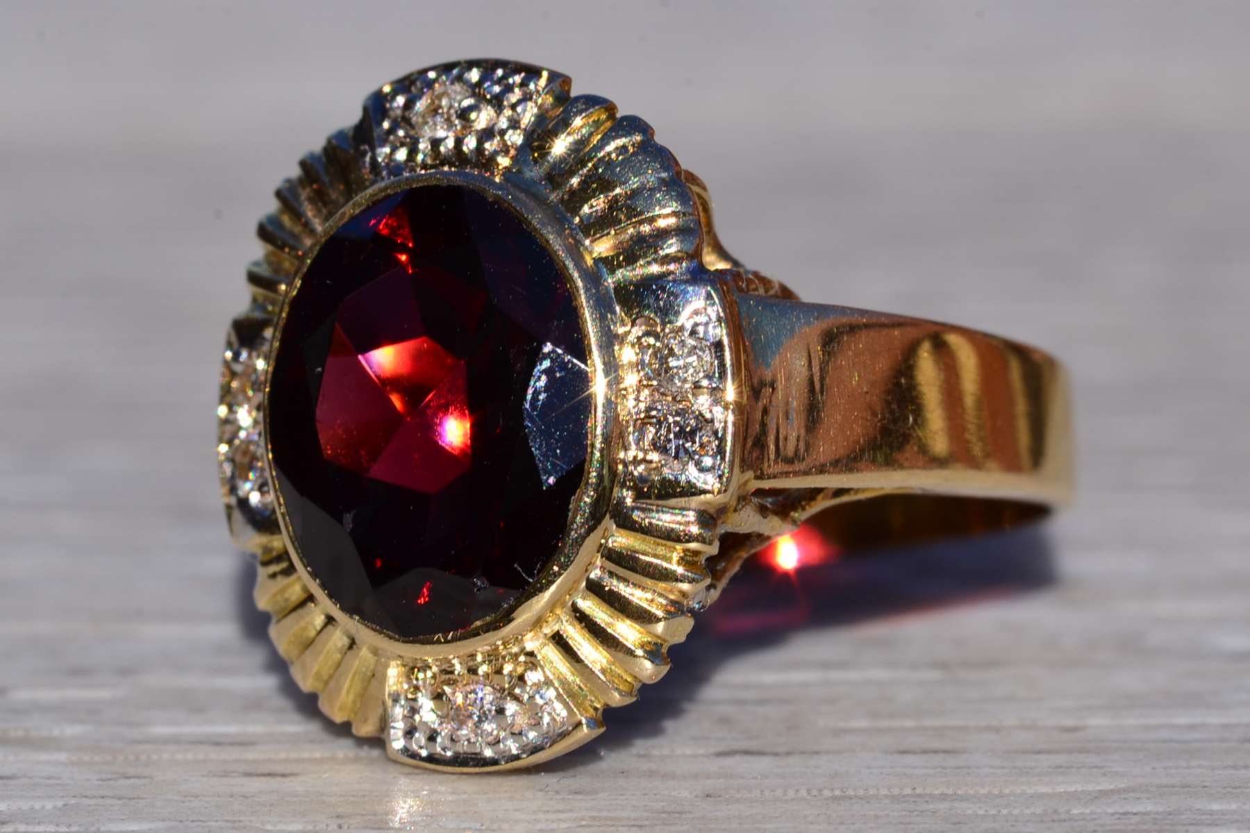 SOLD - The Garibaldi: Ladies 14K Garnet and Diamond Cocktail Ring - Image 3