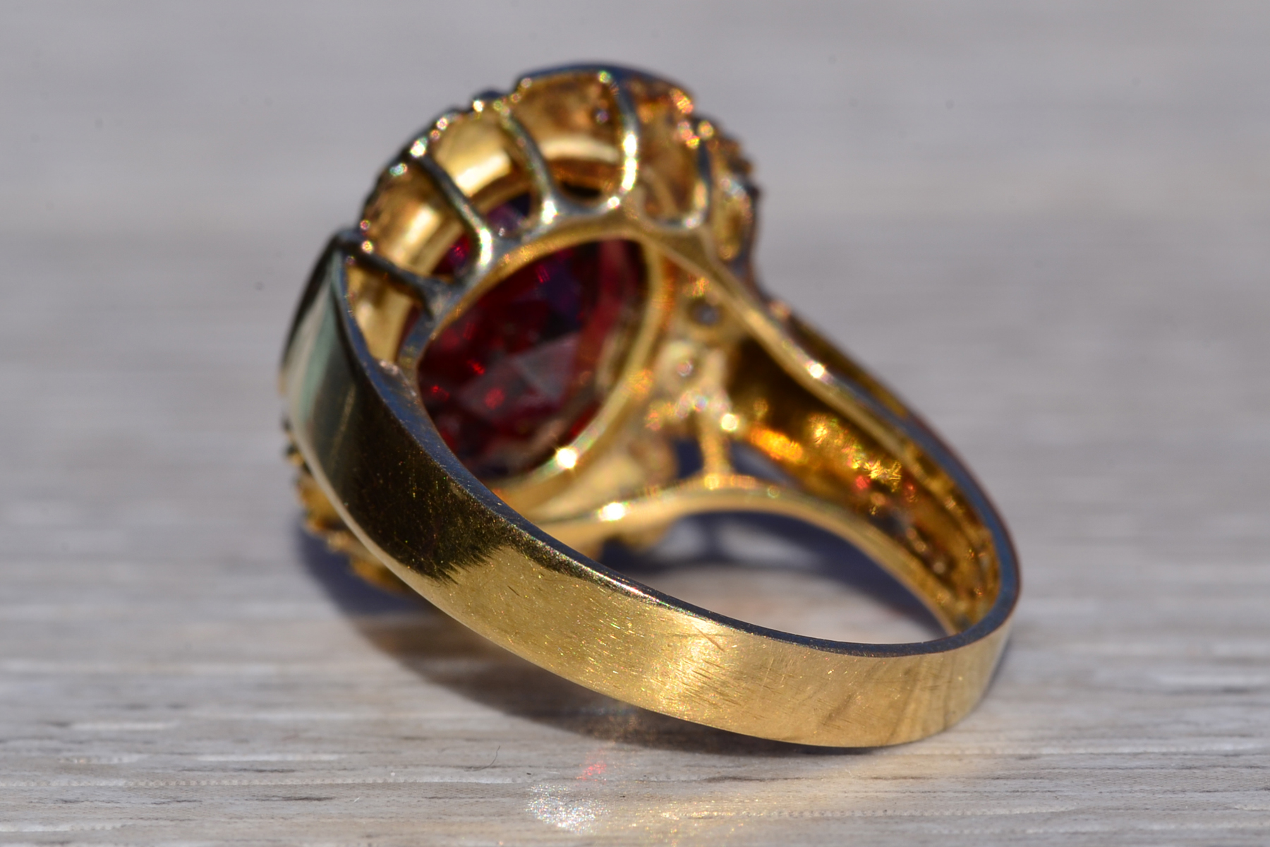 SOLD - The Garibaldi: Ladies 14K Garnet and Diamond Cocktail Ring - Image 4