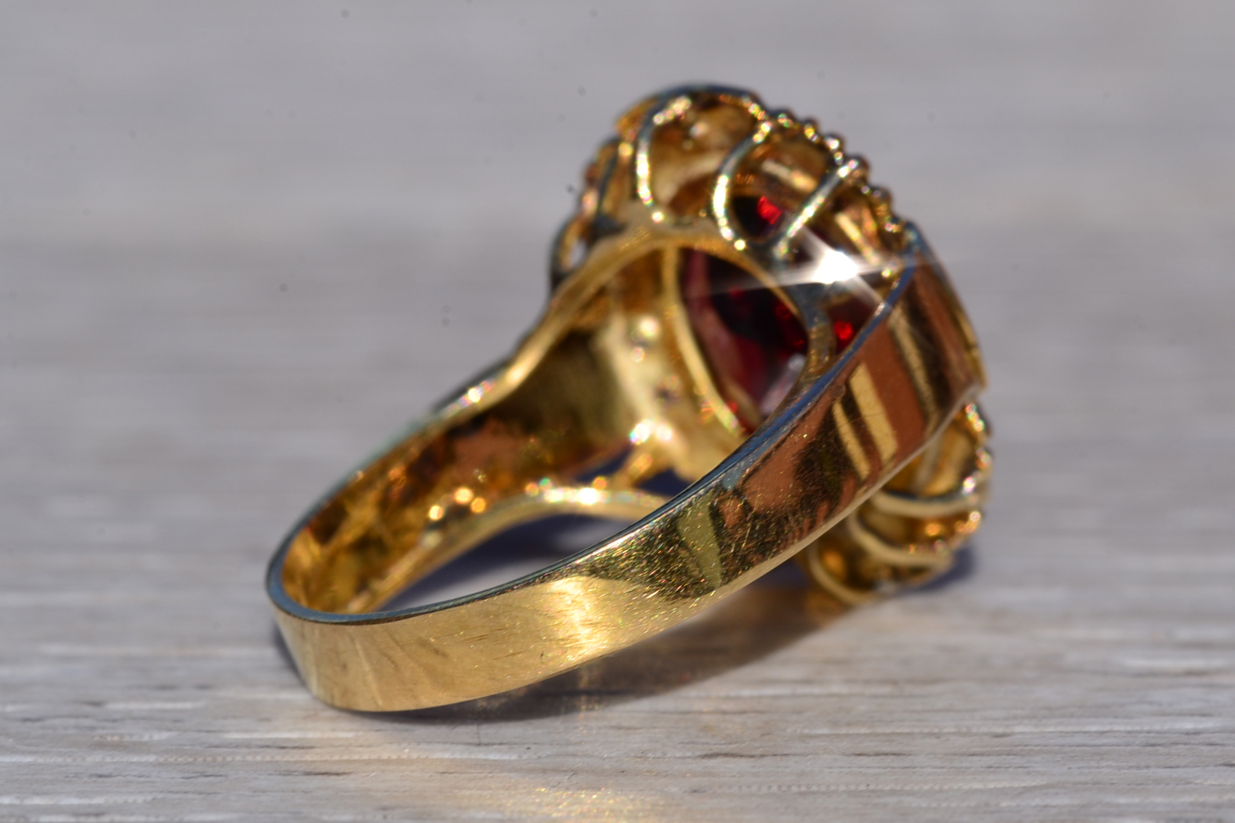 SOLD - The Garibaldi: Ladies 14K Garnet and Diamond Cocktail Ring - Image 5