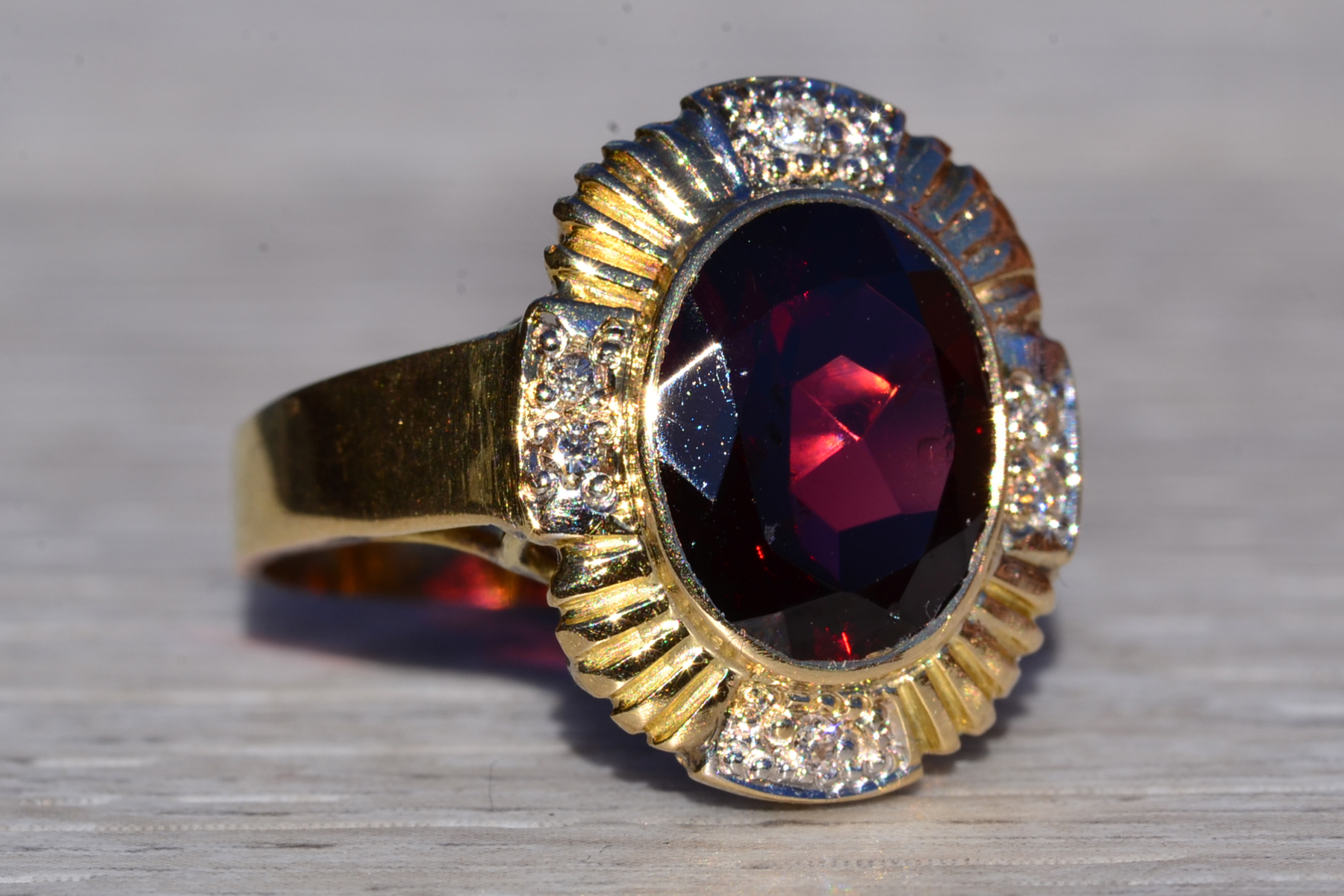 SOLD - The Garibaldi: Ladies 14K Garnet and Diamond Cocktail Ring - Image 6