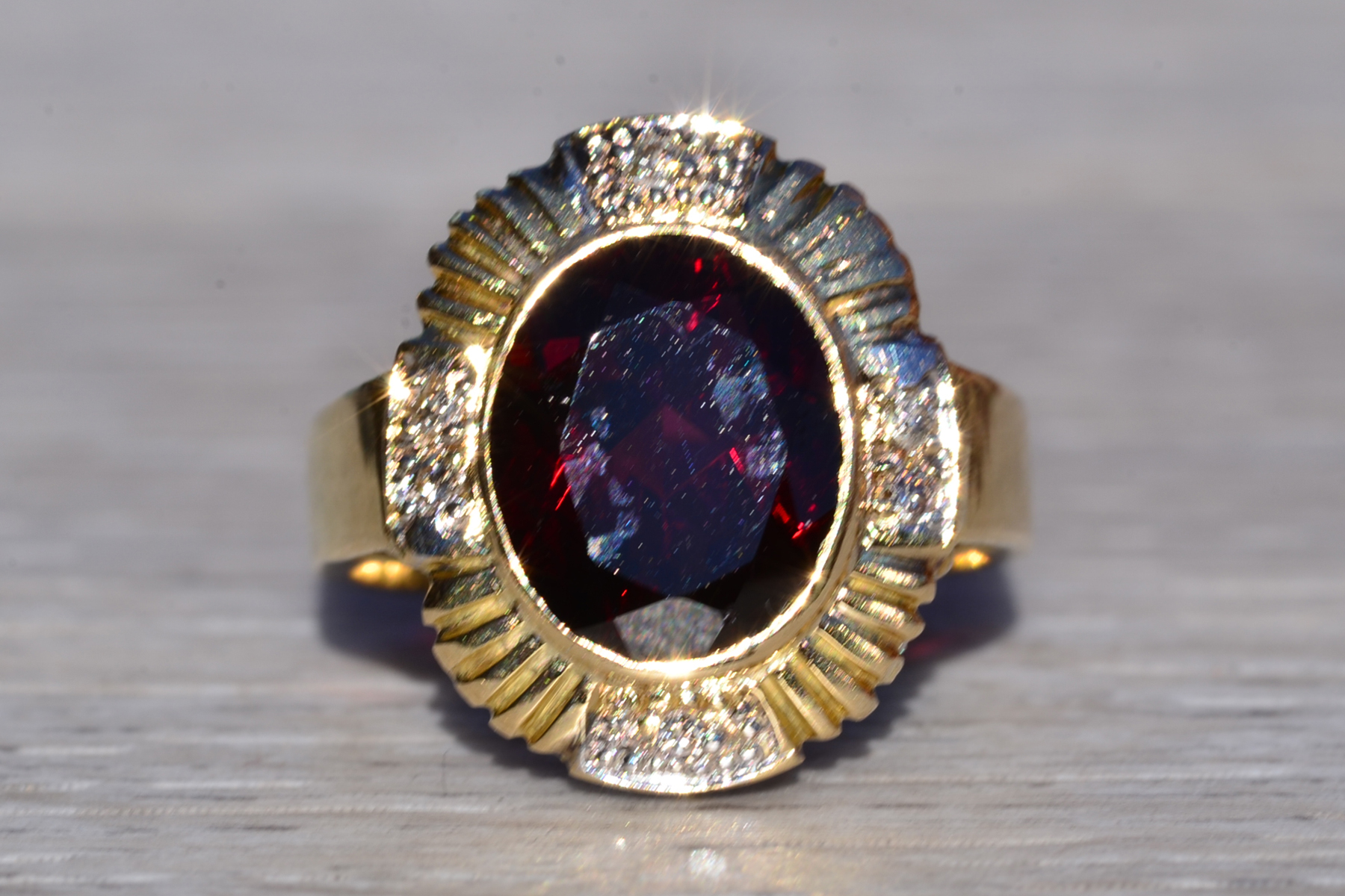 SOLD - The Garibaldi: Ladies 14K Garnet and Diamond Cocktail Ring - Image 7