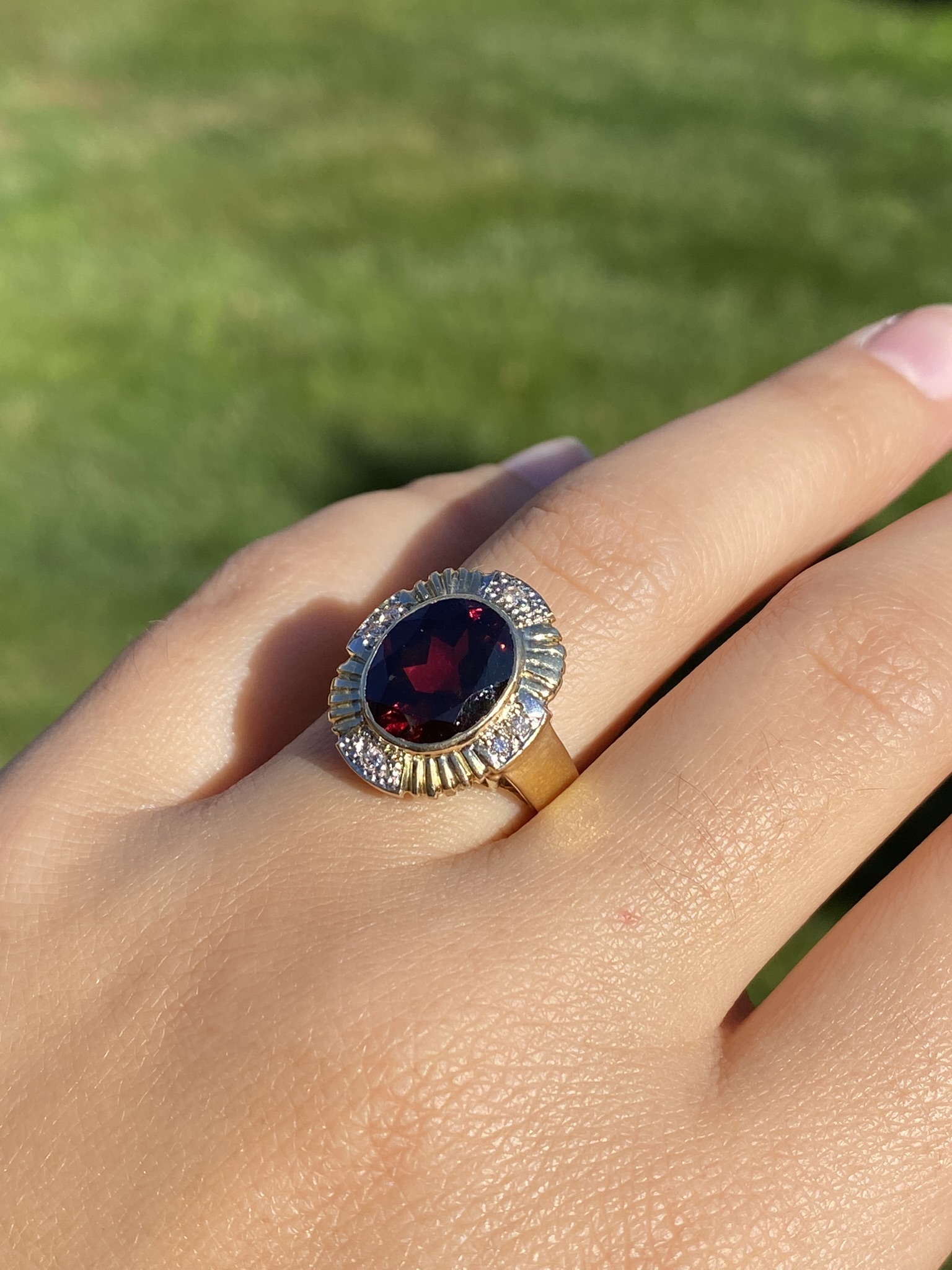 SOLD - The Garibaldi: Ladies 14K Garnet and Diamond Cocktail Ring - Image 9