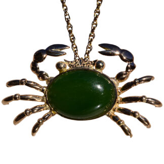 The Mullion: Rose Gold Crab Pendant with Nephrite Jade Center