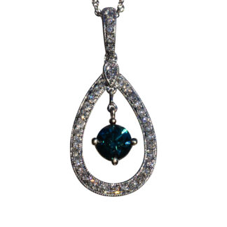 The Falmouth: Blue Diamond and White Diamond Necklace in White Gold