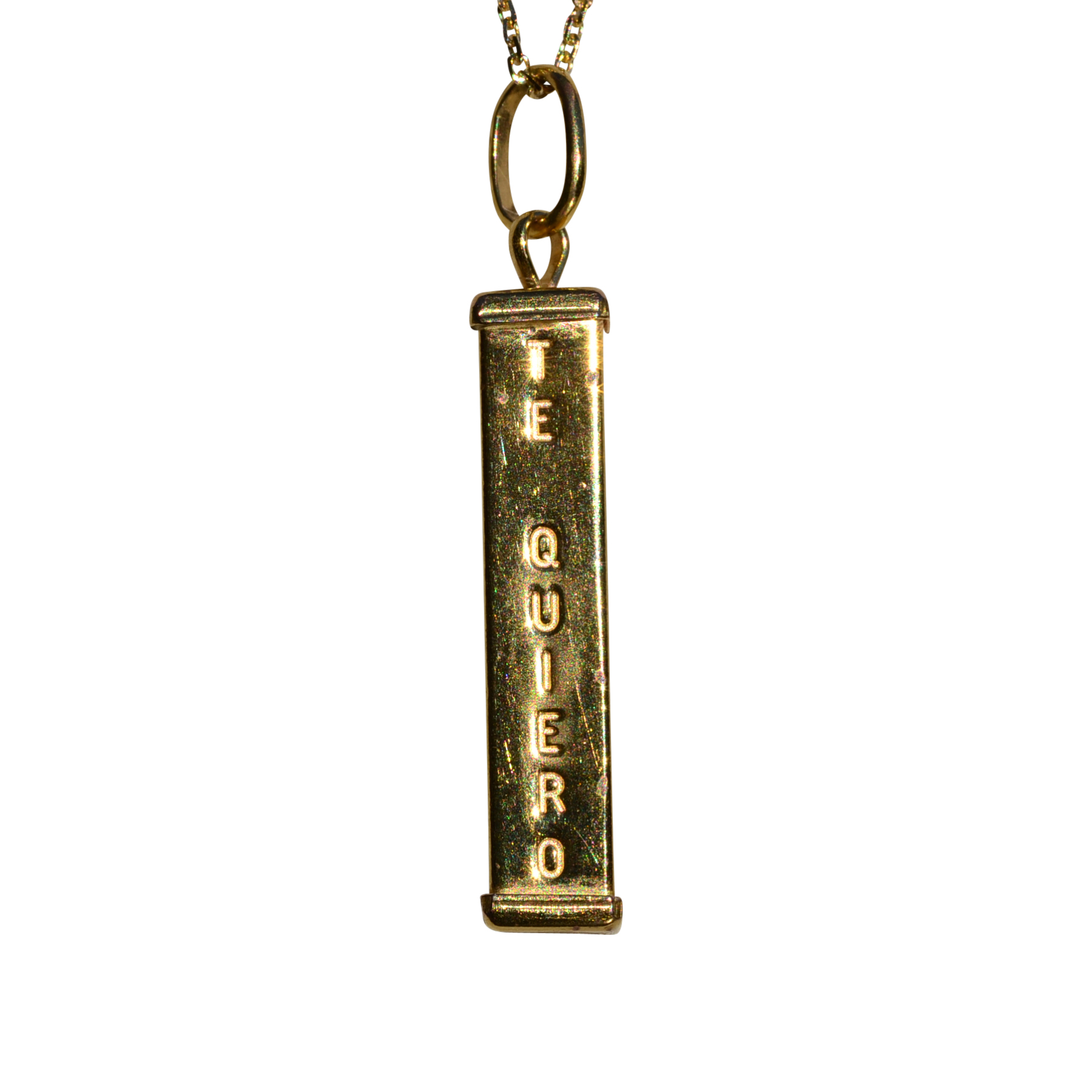 SOLD - The Isle of Wright: Multi Language I Love You Bar Pendant In Yellow Gold