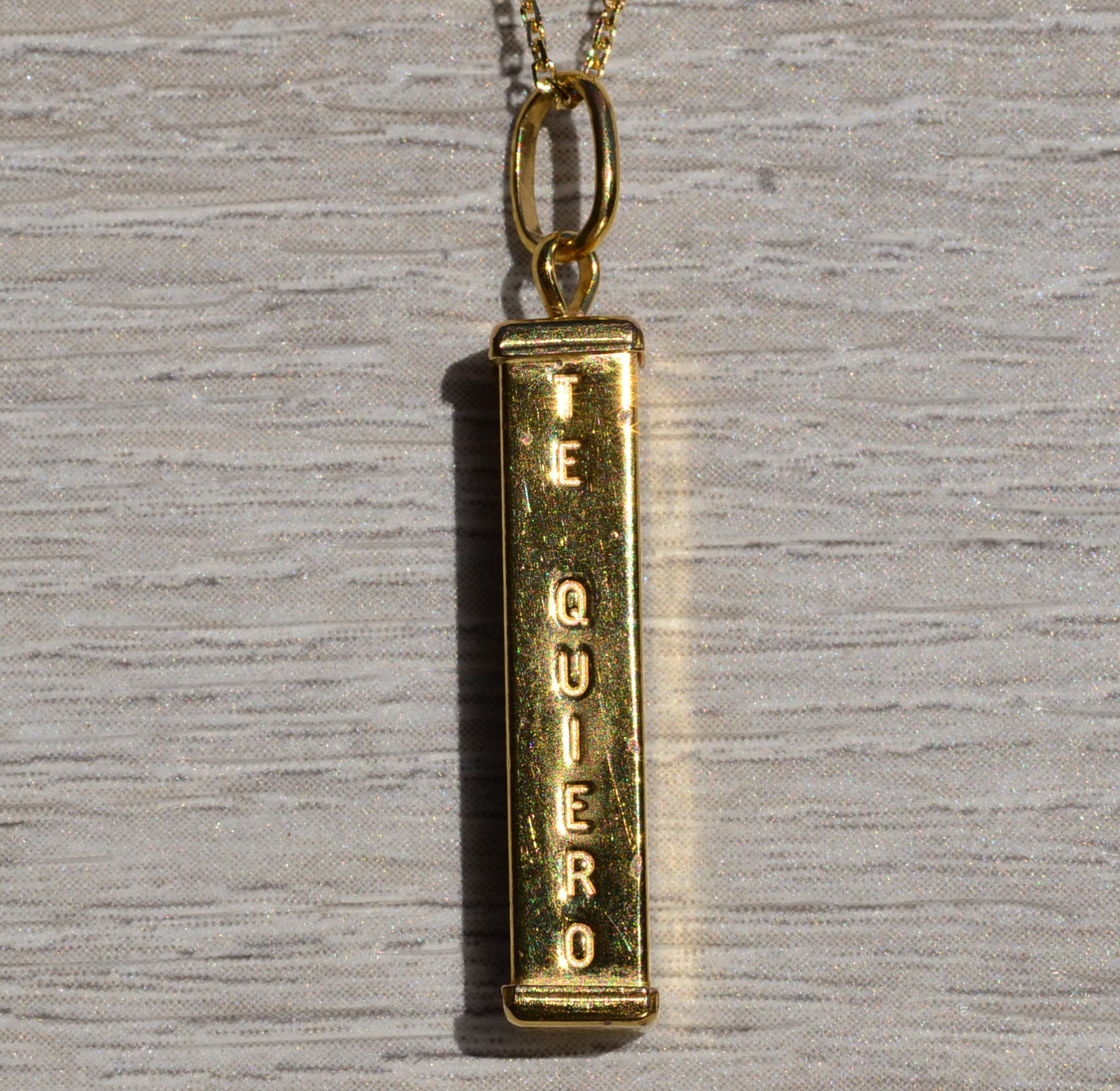 SOLD - The Isle of Wright: Multi Language I Love You Bar Pendant In Yellow Gold - Image 5