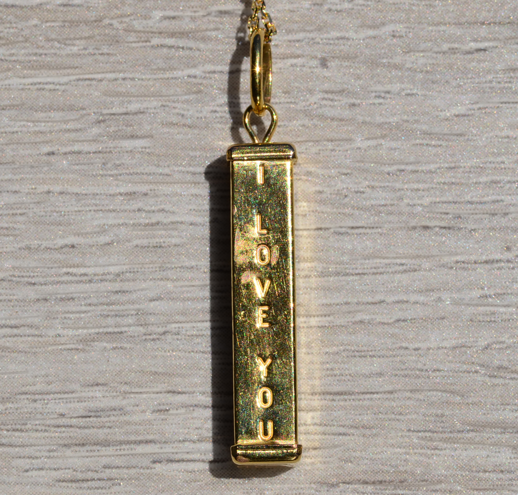 SOLD - The Isle of Wright: Multi Language I Love You Bar Pendant In Yellow Gold - Image 2