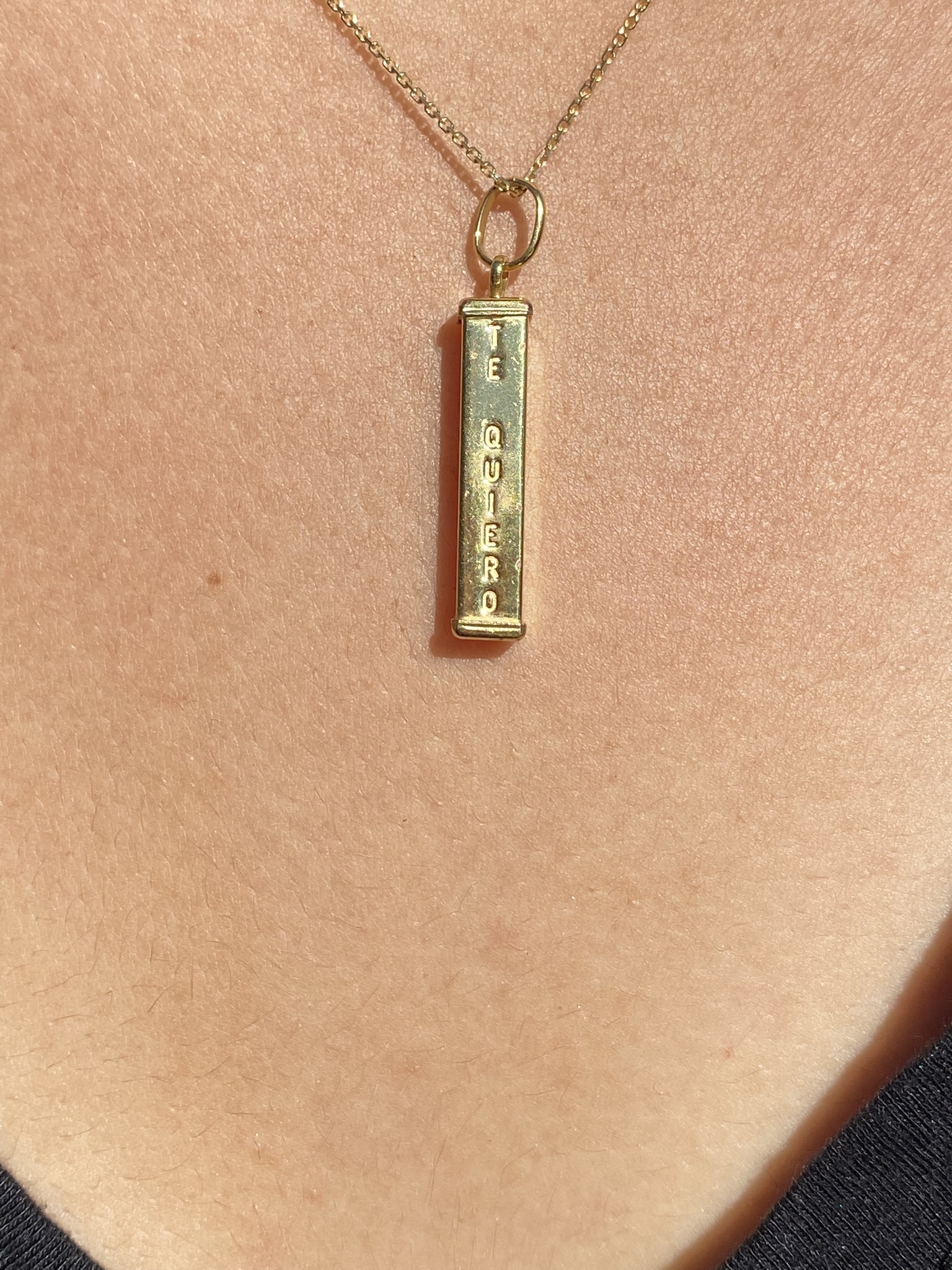 SOLD - The Isle of Wright: Multi Language I Love You Bar Pendant In Yellow Gold - Image 8