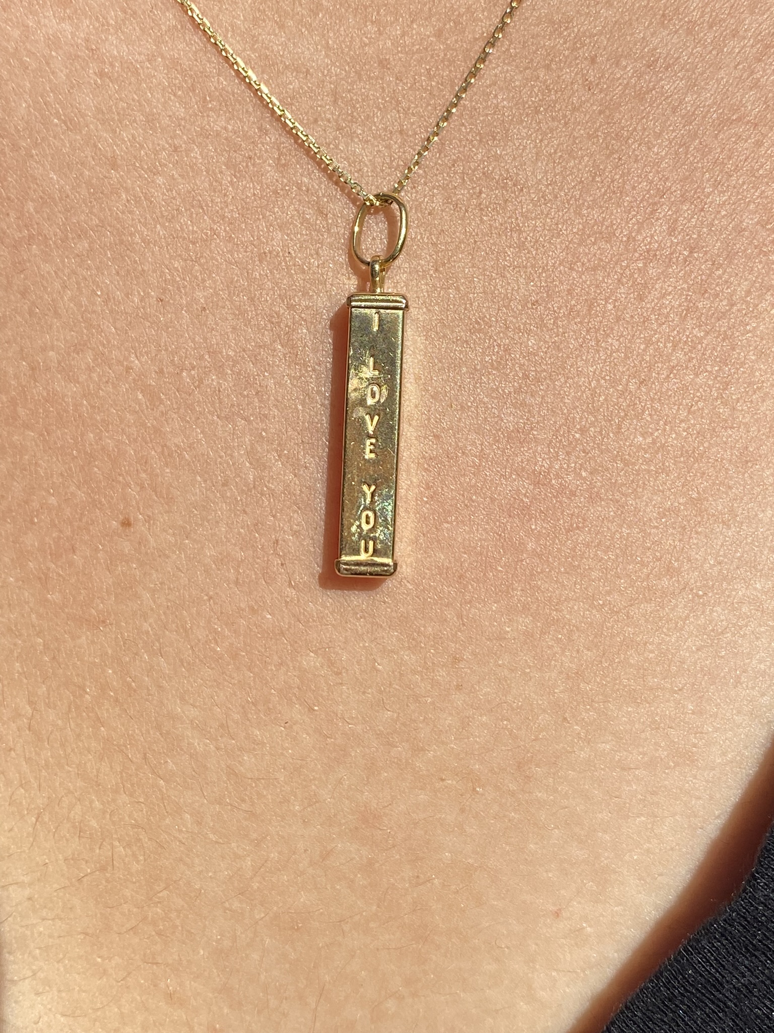 SOLD - The Isle of Wright: Multi Language I Love You Bar Pendant In Yellow Gold - Image 7