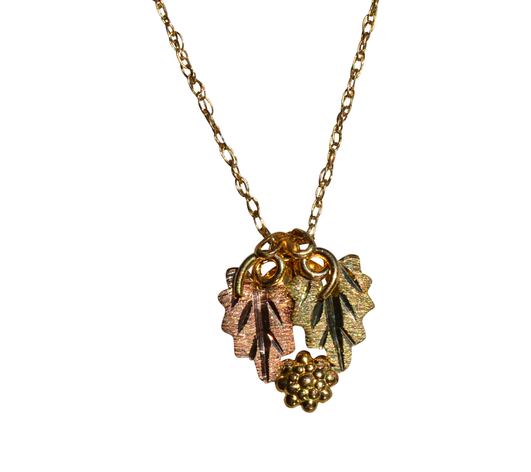 SOLD - The Altamarino: Ladies Two Tone Black Hills Style Leaf Necklace